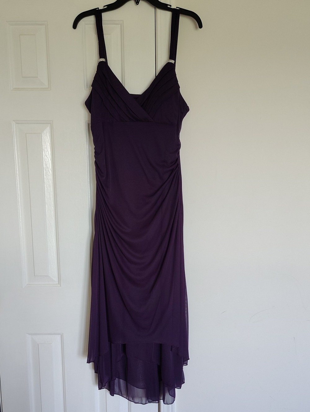 Scarlett Nite Deep Purple High-Low Draped Evening Dress